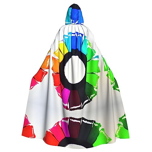 FInpan Farbiger Kreis-Poncho, Halloween-Kapuzenumhang, für Damen, Herren, Halloween, Verkleidungsparty, Cosplay-Kostüme von FInpan