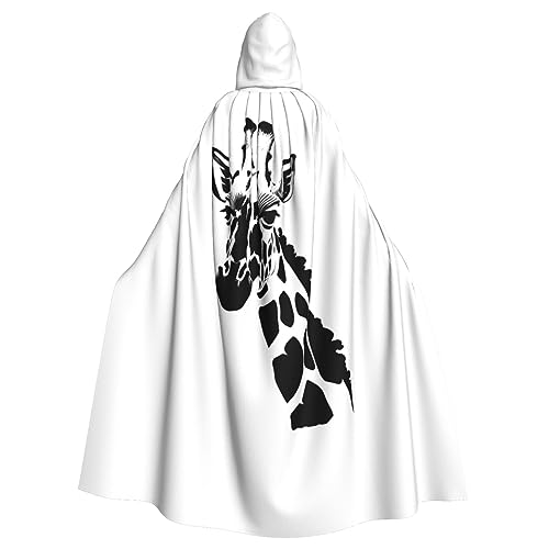 FInpan Schwarzer und weißer Giraffen-Poncho, Halloween-Kapuzenumhang, für Damen, Herren, Halloween, Verkleidungsparty, Cosplay-Kostüme von FInpan