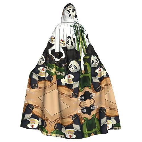 Poncho mit Pandas von Vater und Sohn, Halloween-Kapuzenumhang, für Damen, Herren, Halloween, Verkleidungsparty, Cosplay-Kostüme von FInpan