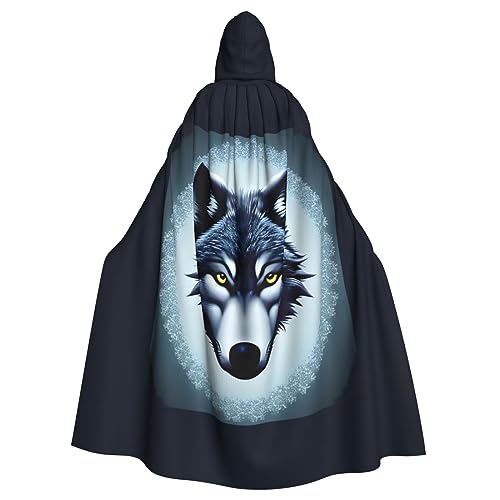 Poncho mit wildem Wolfskopf, Halloween-Kapuzenumhang, für Damen und Herren, Halloween, Verkleidungsparty, Cosplay-Kostüme von FInpan