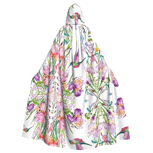FJAUOQ Garden With Birds and Flowers Print Halloween Hooded Cloak The Decoration Hooded Cape Transform Your Look with The Ultimate von FJAUOQ