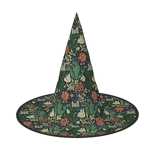 FJAUOQ Seetang Pflanze William Morris Motiv Halloween Hüte Schwebender Hexenhut Hängende Hexe Kostüm Dekoration für Party von FJAUOQ