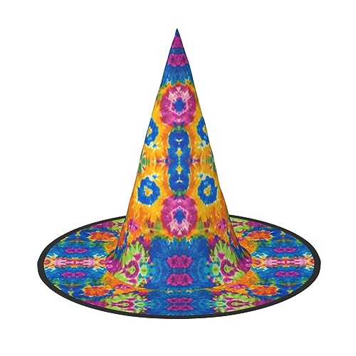 FJAUOQ Tie Dye Mandalas Tie Dye Art Halloween Hüte Schwebender Hexenhut Hängende Hexe Kostüm Dekoration für Party von FJAUOQ