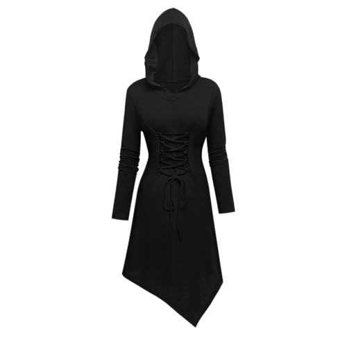FJKVKDT Gothic Kleid Halloween Kostüm Mittelalter Kleid Damen Wikinger Kleidung Damen (2XL) von FJKVKDT