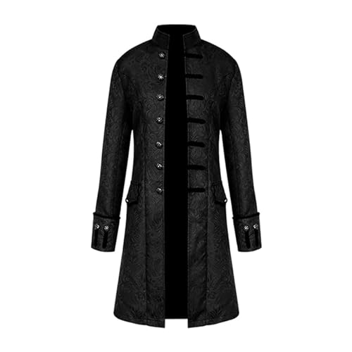 FJKVKDT Mittelalterliche Halloween Kostüme Männliche Mantel Viktorianische Hof Uniform Renaissance Outfit Vintage Festival Cosplay Tägliche Kostüm (Schwarz, XL) von FJKVKDT