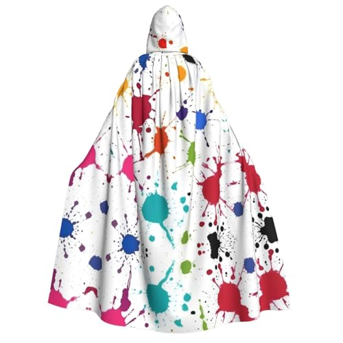 Abstrakter Farbspritzer-Druck, Erwachsenen-Umhang mit Kapuze, Gothic, Karneval, Umhang für Damen und Herren, Cosplay-Kostüme von FKGKDF