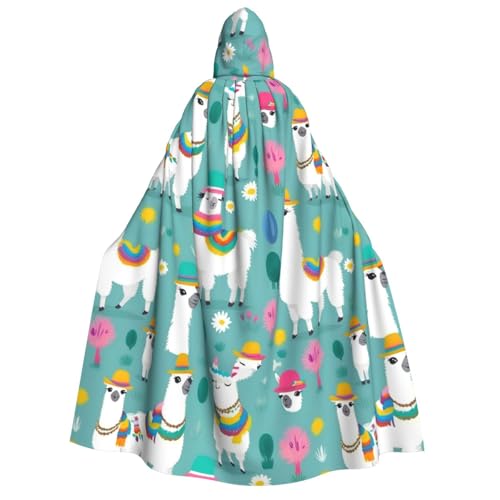 Alpaka-Llama-Druck, Erwachsenen-Umhang mit Kapuze, Gothic-Stil, Karneval, Umhang für Damen und Herren, Cosplay-Kostüme von FKGKDF