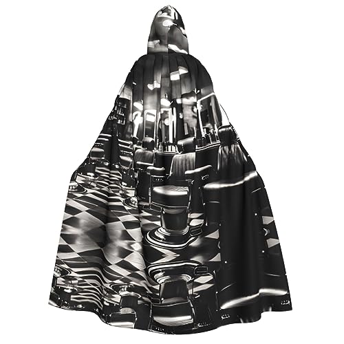 Barber Shop Monochromer Stil Druck Erwachsene Kapuzenumhang Umhang Gothic Karneval Umhang für Damen und Herren Cosplay Kostüme von FKGKDF