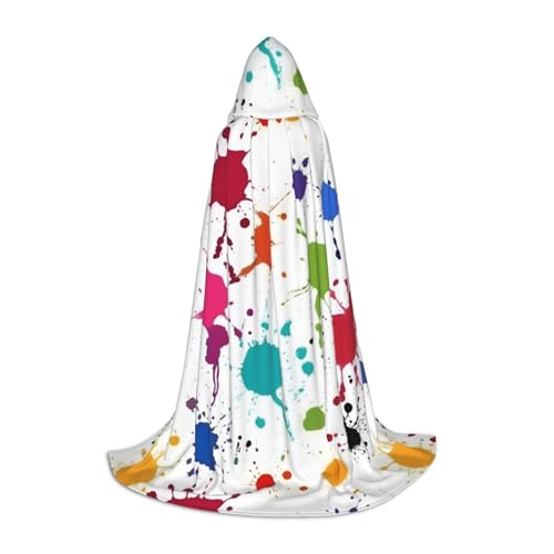 FKGKDF Abstrakter Farbspritzer-Druck, Unisex, Kapuzenumhang, aufmerksames Geschenk für Halloween/Cosplay-Liebhaber/Themenpartys von FKGKDF