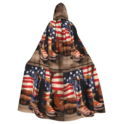 FKGKDF Amerikanische Flagge mit Cowboystiefeln, Gothic-Maskerade-Umhang, dunkle Fantasie, Karneval, Umhang für Kostümpartys und Cosplay FKGKDF Amerikanische Flagge mit Cowboystiefeln, Gothic-Maskerade-Umhang, dunkle Fantasie, Karneval, Umhang für Kostümpartys und Cosplay von FKGKDF