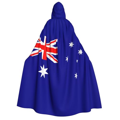 FKGKDF Australischer Flaggen-Druck, Erwachsenen-Halloween-Kapuzenumhang, Kapuze und Fliege, für Cosplay/Süßes oder Saures von FKGKDF
