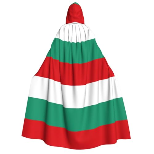 FKGKDF Bulgarischer Flaggen-Druck, Erwachsenen-Halloween-Kapuzenumhang, Kapuze und Fliege, für Cosplay/Süßes oder Saures von FKGKDF