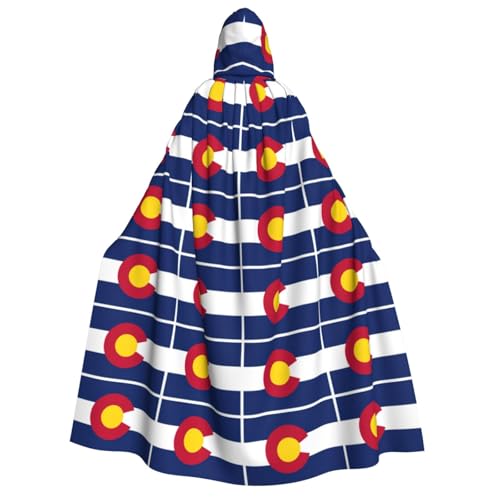 FKGKDF Colorado State Flag Print Erwachsene Halloween Kapuzenumhang, Kapuze & Fliege, für Cosplay/Süßes oder Saures von FKGKDF