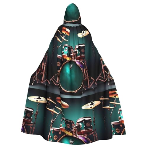 FKGKDF Coole Schlagzeug-Druck, Gothic-Maskerade-Umhang, dunkle Fantasie, Karneval, Umhang für Kostümpartys und Cosplay von FKGKDF