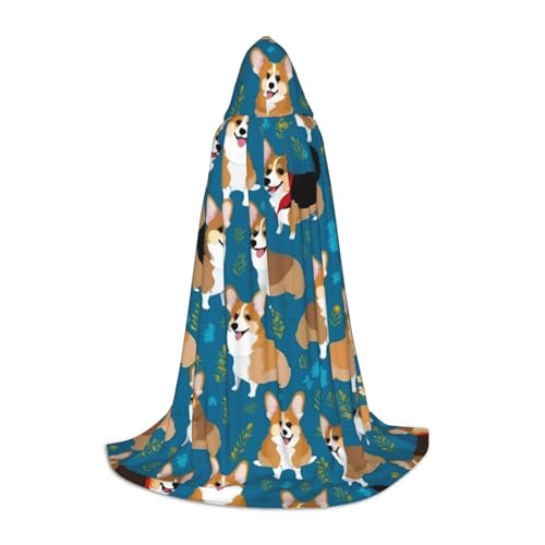 FKGKDF Corgi Print Unisex Kapuzenumhang, aufmerksames Geschenk für Halloween/Cosplay-Liebhaber/Themenpartys von FKGKDF