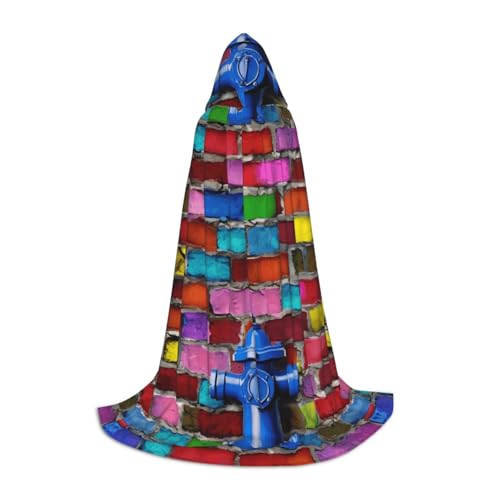FKGKDF Farbenfroher Unisex-Kapuzenumhang mit Ziegeldruck, aufmerksames Geschenk für Halloween/Cosplay-Liebhaber/Themenpartys von FKGKDF