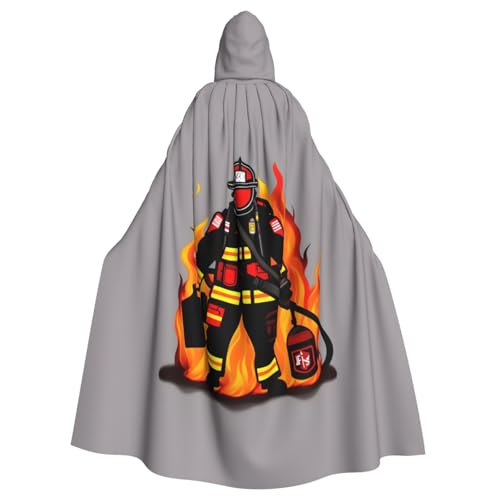 FKGKDF Feuerwehrmann Druck Gothic Maskerade Umhang Dark Fantasy Karneval Umhang für Kostümpartys und Cosplay von FKGKDF