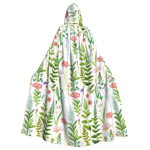 FKGKDF Frühlings-Kräutergarten-Druck, Gothic-Maskerade-Umhang, dunkle Fantasie, Karneval, Umhang für Kostümpartys und Cosplay von FKGKDF