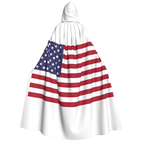 FKGKDF Halloween-Kapuzenumhang mit amerikanischer Flagge, Kapuze und Fliege, für Cosplay/Süßes oder Saures von FKGKDF
