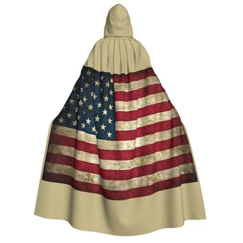 FKGKDF Halloween-Kapuzenumhang mit amerikanischer Flagge, Kapuze und Fliege, für Cosplay/Süßes oder Saures FKGKDF Halloween-Kapuzenumhang mit amerikanischer Flagge, Kapuze und Fliege, für Cosplay/Süßes oder Saures von FKGKDF