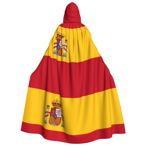 FKGKDF Halloween-Kapuzenumhang mit spanischer Flagge, Kapuze und Fliege, für Cosplay/Süßes oder Saures von FKGKDF