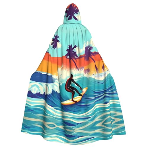 FKGKDF Hawaiianischer Surfer auf gewelltem Druck, Gothic-Maskerade-Umhang, dunkle Fantasie, Karneval, Umhang für Kostümpartys und Cosplay FKGKDF Hawaiianischer Surfer auf gewelltem Druck, Gothic-Maskerade-Umhang, dunkle Fantasie, Karneval, Umhang für Kostümpartys und Cosplay von FKGKDF