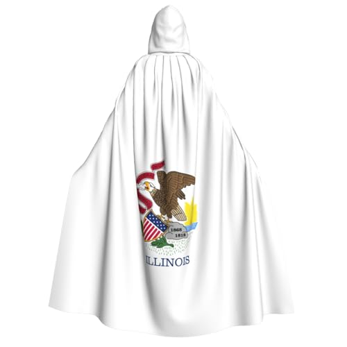 FKGKDF Illinois State Flag Print Adult Halloween Hooded Cloak, Hood & Bow Tie, For Cosplay/Trick-or Treat von FKGKDF