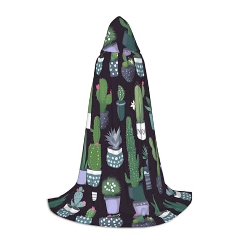 FKGKDF Kaktus-Sukkulenten-Druck, Unisex, Kapuzenumhang, aufmerksames Geschenk für Halloween/Cosplay-Liebhaber/Themenpartys von FKGKDF