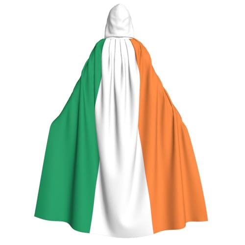 FKGKDF Kapuzenumhang mit irischer Flagge, für Erwachsene, Halloween, Kapuze und Fliege, für Cosplay/Süßes oder Saures von FKGKDF