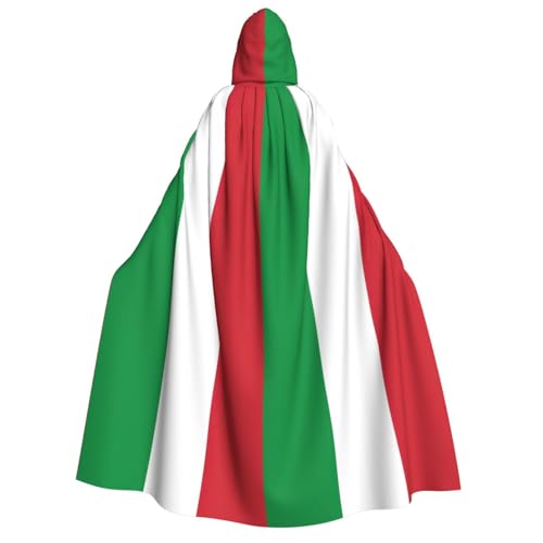 FKGKDF Kapuzenumhang mit italienischer Flagge, für Erwachsene, mit Kapuze, Kapuze und Fliege, für Cosplay/Süßes oder Saures von FKGKDF
