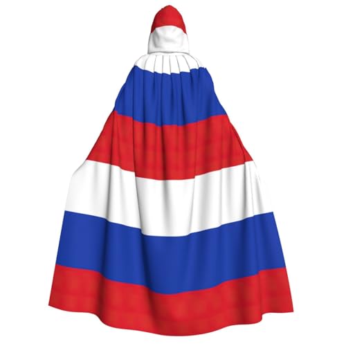 FKGKDF Kapuzenumhang mit russischer Flagge, für Erwachsene, Halloween, Kapuze und Fliege, für Cosplay/Süßes oder Saures von FKGKDF