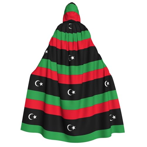FKGKDF Libysche Flagge Druck Erwachsene Halloween Kapuzenumhang Kapuze Fliege für Cosplay/Trick-or Treat von FKGKDF