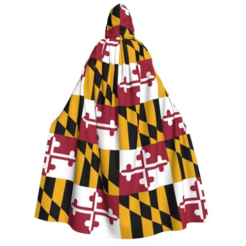 FKGKDF Maryland State Flag Print Adult Halloween Hooded Cloak, Hood & Bow Tie, For Cosplay/Trick-or Treat von FKGKDF
