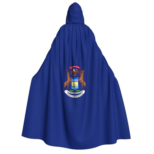 FKGKDF Michigan State Flag Print Adult Halloween Hooded Cloak, Hood & Bow Tie, For Cosplay/Trick-or Treat von FKGKDF