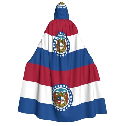 FKGKDF Missouri State Flag Print Adult Halloween Hooded Cloak, Hood & Bow Tie, For Cosplay/Trick-or Treat von FKGKDF