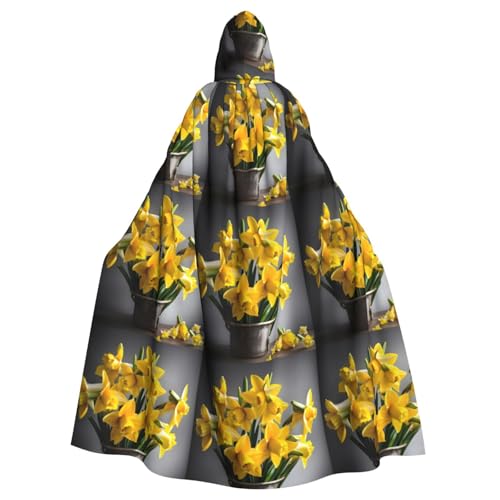 FKGKDF Narzissenstrauß-Druck, Gothic-Maskerade-Umhang, dunkler Fantasie-Karneval, Umhang für Kostümpartys und Cosplay von FKGKDF