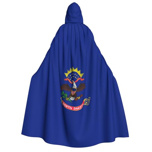 FKGKDF North Dakota State Flag Print Adult Halloween Hooded Cloak, Hood & Bow Tie, For Cosplay/Trick-or Treat von FKGKDF