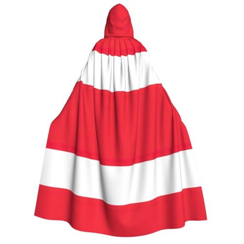 FKGKDF Österreichischer Flaggen-Druck, Erwachsenen-Halloween-Kapuzenumhang, Kapuze und Fliege, für Cosplay/Süßes oder Saures von FKGKDF