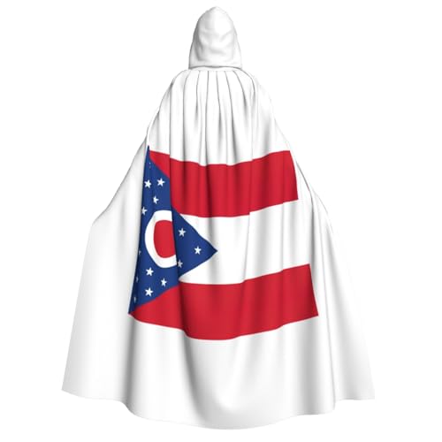 FKGKDF Ohio State Flag Print Adult Halloween Hooded Cloak, Hood & Bow Tie, For Cosplay/Trick-or Treat von FKGKDF