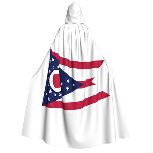 FKGKDF Ohio State Flag Print Adult Halloween Hooded Cloak, Hood & Bow Tie, For Cosplay/Trick-or Treat von FKGKDF