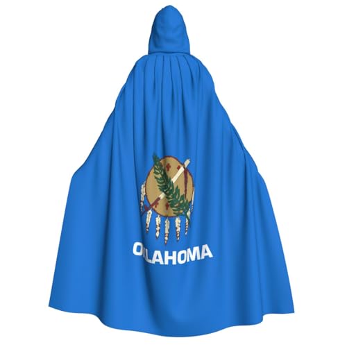FKGKDF Oklahoma State Flag Print Erwachsene Halloween Kapuzenumhang, Kapuze & Fliege, für Cosplay/Süßes oder Saures von FKGKDF