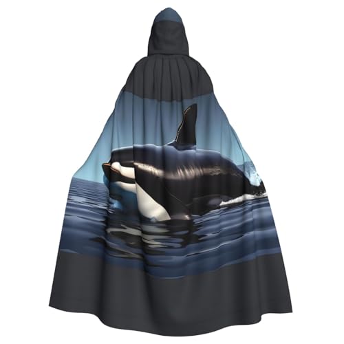 FKGKDF Orca Killerwal Druck Druck Gothic Maskerade Umhang Dark Fantasy Karneval Umhang für Kostümpartys und Cosplay von FKGKDF