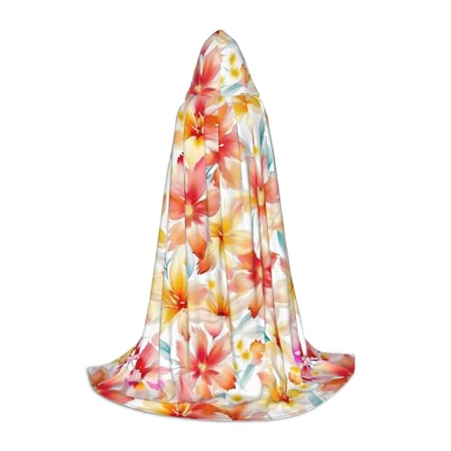 FKGKDF Pfirsich-Pfingstrosen-Druck, Unisex, Kapuzenumhang, aufmerksames Geschenk für Halloween/Cosplay-Liebhaber/Themenpartys von FKGKDF