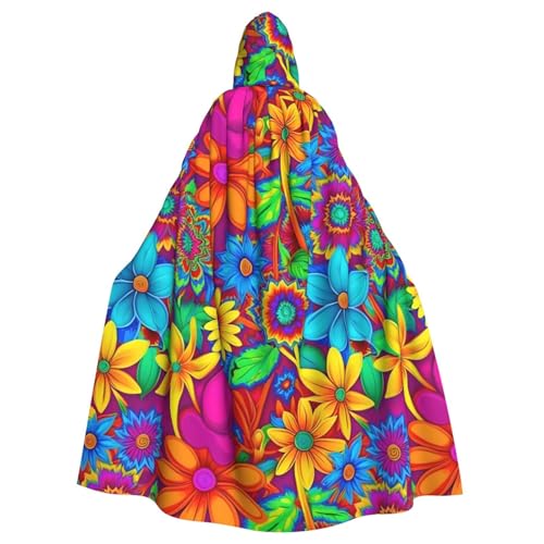 FKGKDF Regenbogen, Batikfärbung, roter Druck, Gothic-Maskerade-Umhang, dunkle Fantasie, Karneval, Umhang für Kostümpartys und Cosplay von FKGKDF