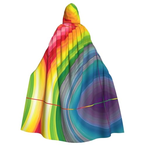 FKGKDF Regenbogenfarbener gestreifter Gothic-Maskerade-Umhang, dunkler Fantasie-Karnevals-Umhang für Kostümpartys und Cosplay von FKGKDF