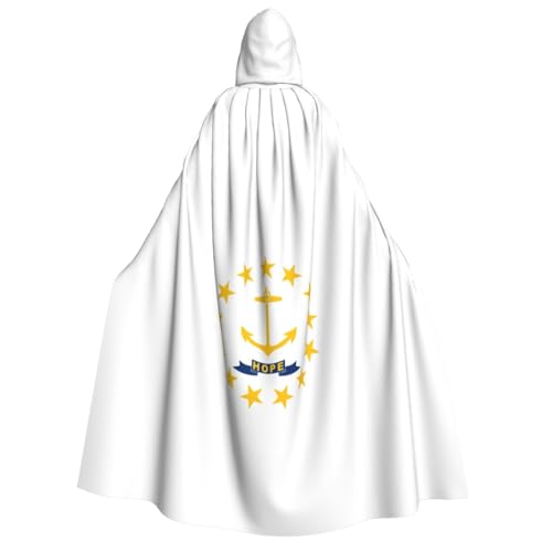FKGKDF Rhode Island State Flag Print Adult Halloween Hooded Cloak, Hood & Bow Tie, For Cosplay/Trick-or Treat von FKGKDF