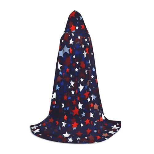 FKGKDF Roter blauer Sternen-Druck, Unisex-Kapuzenumhang, aufmerksames Geschenk für Halloween/Cosplay-Liebhaber/Themenpartys von FKGKDF