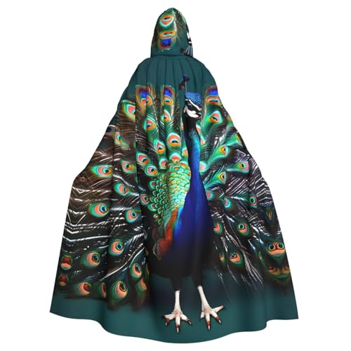 FKGKDF Schöner Pfauen-Druck, Gothic-Maskerade-Umhang, dunkler Fantasie-Karnevals-Umhang für Kostümpartys und Cosplay von FKGKDF