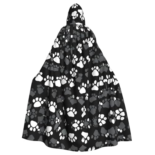FKGKDF Schwarz und Weiß Pfotenabdruck Gothic Maskerade Umhang Dark Fantasy Karneval Umhang für Kostümpartys und Cosplay FKGKDF Schwarz und Weiß Pfotenabdruck Gothic Maskerade Umhang Dark Fantasy Karneval Umhang für Kostümpartys und Cosplay von FKGKDF
