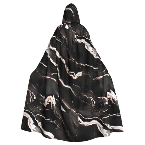 FKGKDF Schwarzer rotgoldener Marmor-Druck, Gothic-Maskerade-Umhang, dunkler Fantasie-Karnevals-Umhang für Kostümpartys und Cosplay von FKGKDF